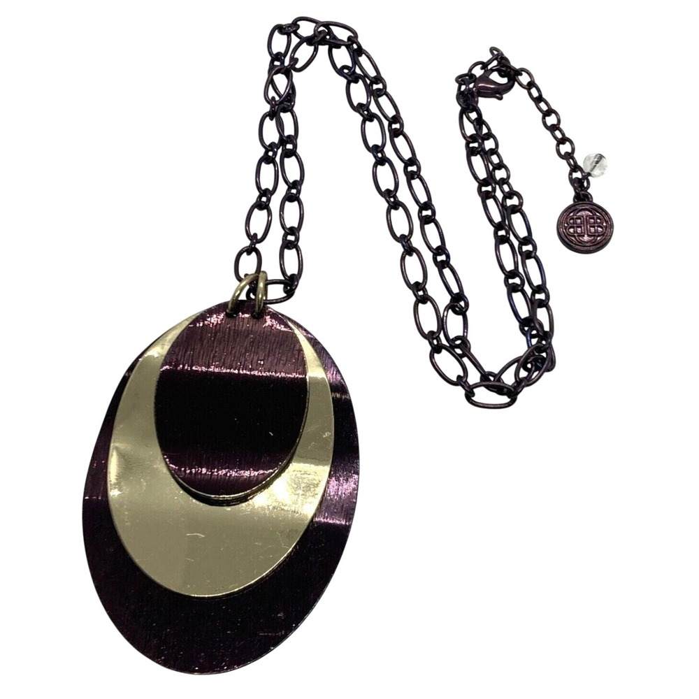Vintage 1990s Bill Blass Copper Chain Necklace Pendant Adjustable 17'' - 20''